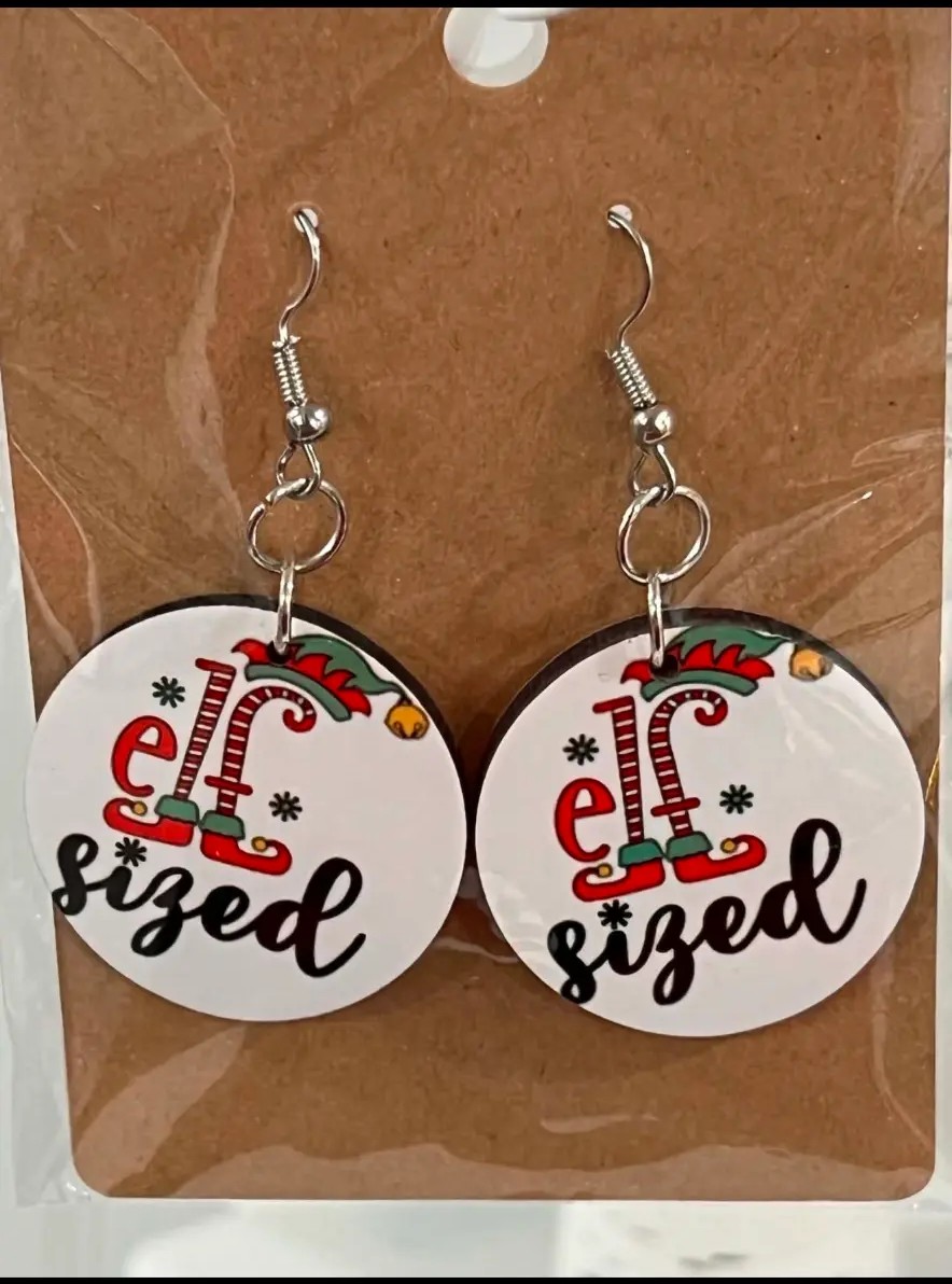 Round elf sized wood earrings